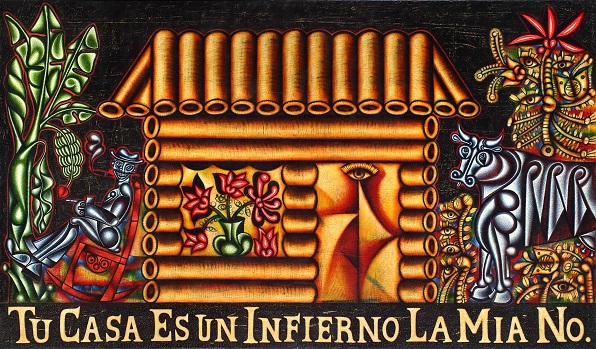 Tu casa es un infierno, la mia no - Painting by Carlos Luna, Cuban Artist